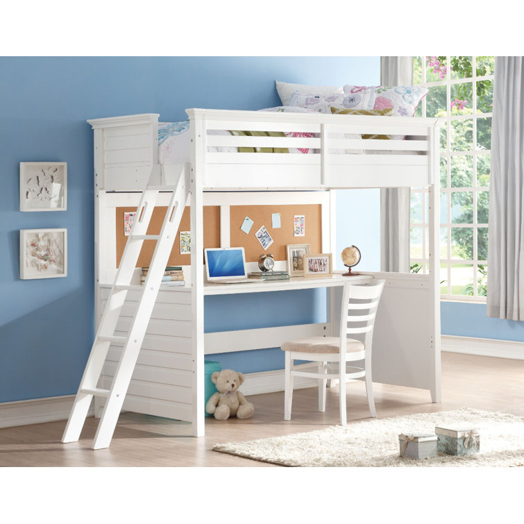 Harriet Bee Arabella Twin Solid Wood Platform Loft Bed with Builtin